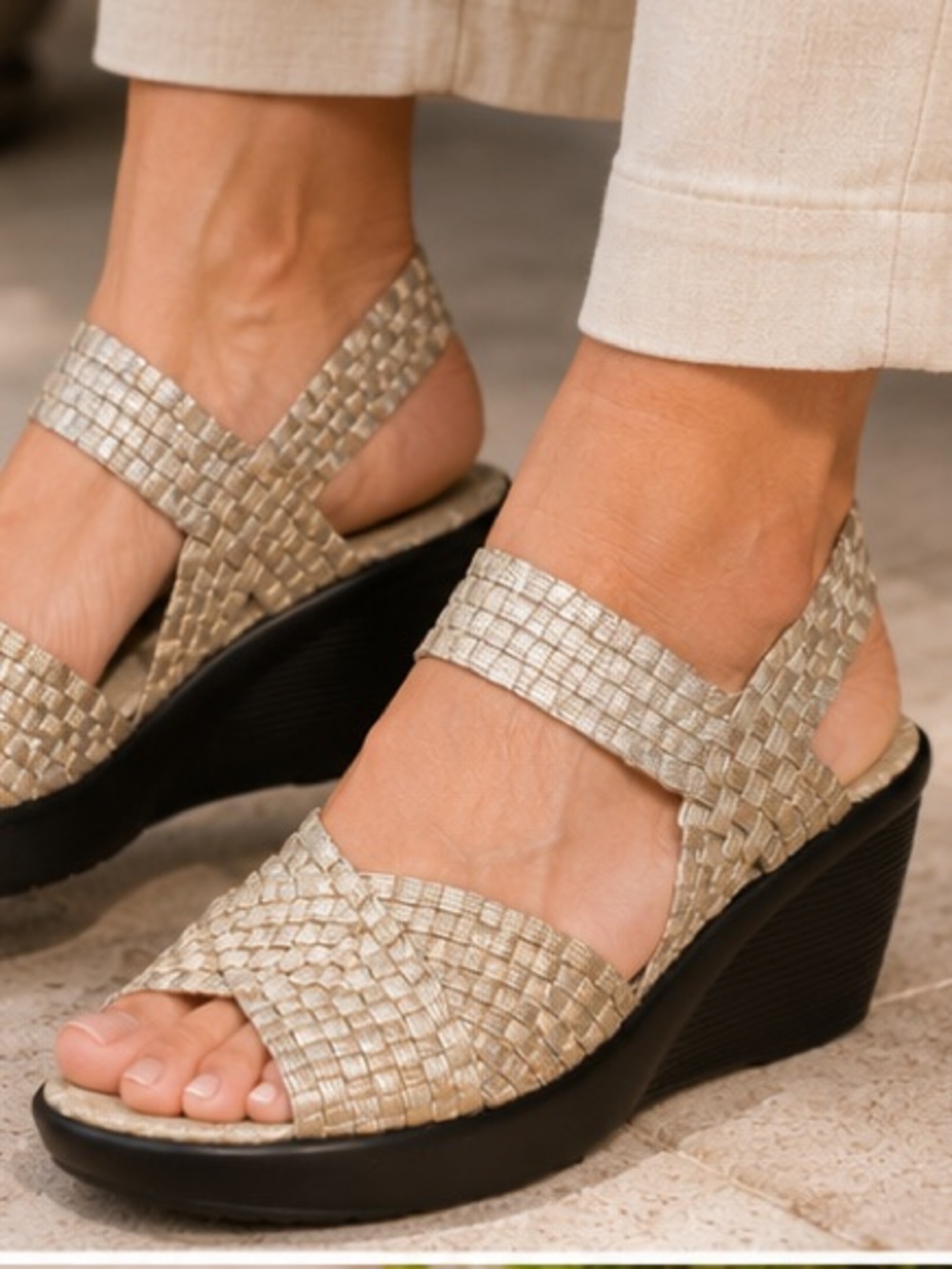 Bernie Mev Fame Metallic Woven Wedge Sandals EU40 US 9 NWT